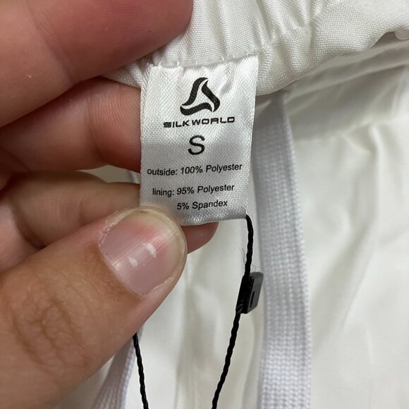 SILKWORLD Women's S White High Waist Running Zipper Pockets Athletic Shorts - Picture 4 of 11